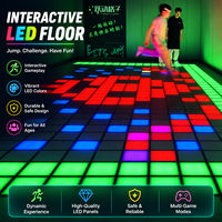 Tuile de sol interactive LED commerciale à détection de mouvement, jeu de sol interactif à grille lumineuse, antidérapante, durable, multijoueur, tuile de sol de jeu activée par LED