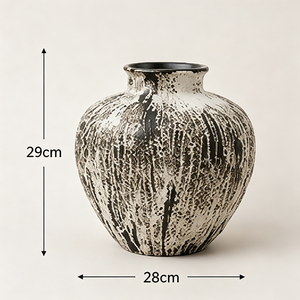 Set di <span class=keywords><strong>Vasi</strong></span> <span class=keywords><strong>in</strong></span> Ceramica Nera e Bianca con Scanalature Verticali e Texture Invecchiata, Decorazione Wabi Sabi per Credenza <span class=keywords><strong>in</strong></span> Legno - Product Image 6