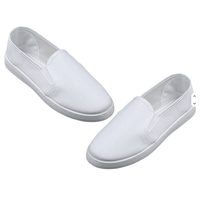 Chaussures de travail basses en toile blanche pour hommes (modèle mi-montant / conception élastique double face)