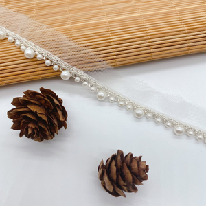 Toptan Polyester el yapımı beyaz inci boncuklu dantel dikmek gelin elbise için kuşak kemer şerit Trim - Product Image 2
