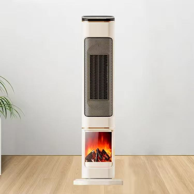 2000W PTC Ceramic Electric Tower Fan Heater with Remote Control 12 Hours Timer 3D Flame Effect Fast Heating for Home Winter