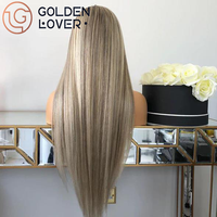 Perruque Lace Frontal Wig péruvienne naturelle, cheveux humains, balayage blond miel gris, 13x4, perruque Lace Frontal Wig pour femmes noires