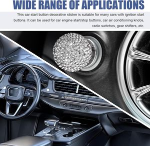Cubierta Decorativa Brillante para Botón de Encendido de Coche, Adhesivo con Bola de Cristal para Botón de Arranque del Motor, Modificación Interior Blanca y Elegante - Product Image 6