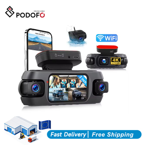 กล้องติดรถยนต์ Podofo หน้าจอ IPS 3.0 นิ้ว 4 เลนส์ บันทึกภาพ 360 องศา ความละเอียด 4K กล้องหน้า + กล้องหลัง 3 ตัว ความละเอียด 1080P พร้อม GPS WiFi แอพพลิเคชั่น บันทึกภาพแบบเรียลไทม์ รองรับ OEM - Product Image 1