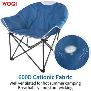 Chaise pliante Woqi 22x22x35,4 pouces, structure en aluminium, tissu Oxford bleu marine, chaise de camping de jardin, ronde, portable, stable - Product Image 2