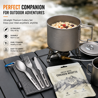 En stock – Ensemble de couverts ultralégers en titane (cuillère, fourchette, couteau) pour camping, randonnée, pique-nique – Vaisselle de table OEM ODM