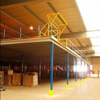 Plateforme en acier robuste avec escalier - Étagère de mezzanine avec revêtement en poudre disponible en blanc/noir/bleu