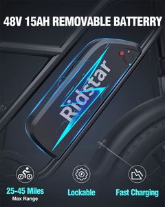 Vélo de ville électrique noir Ridstar 1000w Max /48v/15ah Miles vélo électrique longue portée 20*4.0 "gros pneu hybride E Bike - Product Image 2