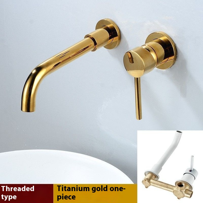 Gold brass one-piece concealed faucet