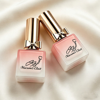 Vente en gros de flacons de vernis à ongles en verre à coins arrondis avec bouchon à pinceau, logo personnalisé, 5 ml, 10 ml, contenants vides pour vernis à ongles
