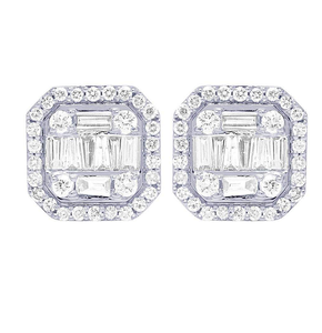 S925 Sterling <b>Silver</b> Luxury Square Shape Moissanite Diamond Earrings Elegant Round Cut Jewelry for Women - Product Image 1