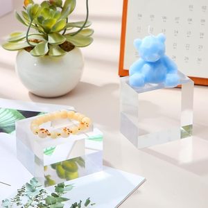 4 miếng 3x3x2 <span class=keywords><strong>Acrylic</strong></span> hiển thị vuông khối rõ ràng đánh bóng <span class=keywords><strong>Acrylic</strong></span> Cube trang sức hiển thị đứng Vòng Showcase hiển thị chủ - Product Image 4