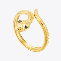 Bague ouverte en acier inoxydable plaqué or 18 carats, motif animal du zodiaque Serpent, étanche, pour femme, R254483
