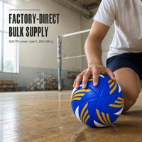 Ballon de volley-ball d'entraînement personnalisé taille 5 bleu jaune en PU souple thermocollé 260-280g avec logo OEM en gros