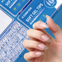 Puntas de Uñas en Caja Color Blanco Porcelana, Ultrafinas, Mate, Forma de Gota de Agua, Almendradas, Sin Necesidad de Limar o Pulir