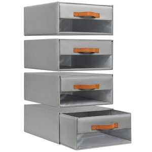 Große Schrank vorrats behälter Ausziehbare stapelbare Stoff boxen mit klarem Fenster Faltbarer Schrank Sichtbarer Vorrats behälter Schlafzimmer - Product Image 6