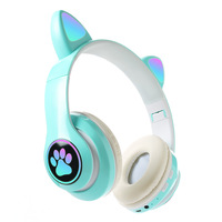 Audífonos Inalámbricos Over-Ear de Moda, Audífonos para Niños con Diseño de Orejas de Gato, para Deportes, Aviación, DJ, Teléfono Móvil, Viajes