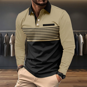 Nouvelle Chemise Décontractée Slim pour Homme en Tissu Tricoté Écologique, Manches Longues, Polyester 200g, Boutons Poitrine, Imprimé Assorti – Collection Automne - Product Image 3