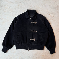 Veste bomber à épaules tombantes de haute qualité avec logo personnalisé du fabricant, cool, style pompier, boucle à fermoir, flocage