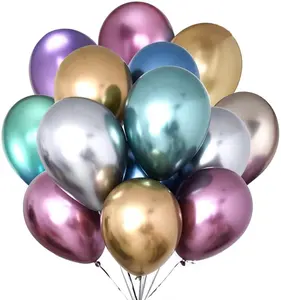 Balon krom logam Helium lateks untuk pernikahan ulang tahun bayi grosir 12 inci multiwarna dekorasi pesta tunggal YL