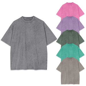 2024 Unisex in bianco peso massimo 230 Gms 100% cotone a goccia <span class=keywords><strong>Vintage</strong></span> da uomo verde oversize all'ingrosso magliette con lavaggio acido - Product Image 2