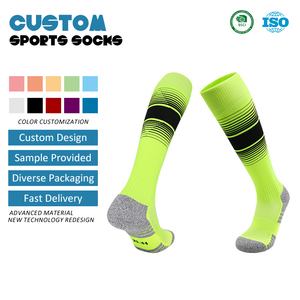 Calcetines Deportivos de Fútbol <span class=keywords><strong>con</strong></span> Logotipo Personalizado, Antibacterianos, Desodorantes, Transpirables, <span class=keywords><strong>con</strong></span> Base de Toalla Gruesa hasta la Rodilla - Product Image 1