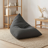 Pouf triangulaire en fausse toile de lin pour salon, siège au sol, fauteuil individuel, mobilier