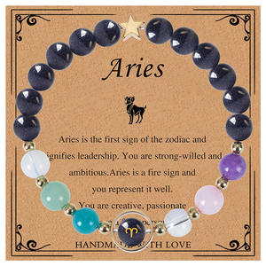 Vente chaude pour <span class=keywords><strong>Amazon</strong></span> Zodiac pour Bracelet Améthyste Grès Bleu avec Gravé Huit Planètes Style Tendance - Product Image 6