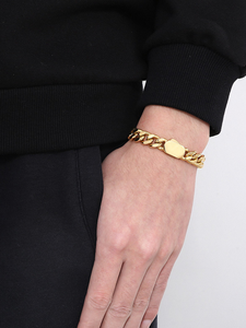 Colar de corrente cubana em aço inoxidável com banho de ouro 18k PVD de 8mm-12mm, estilo europeu, moda urbana, rap, hip-hop, para homens e mulheres. - Product Image 6