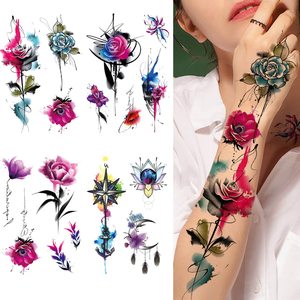 <span class=keywords><strong>Tatuajes</strong></span> Temporales <span class=keywords><strong>de</strong></span> Flores <span class=keywords><strong>de</strong></span> Rosa Coloridas Variadas al por Mayor <span class=keywords><strong>para</strong></span> Mujeres, <span class=keywords><strong>Tatuajes</strong></span> Falsos <span class=keywords><strong>de</strong></span> <span class=keywords><strong>Mariposas</strong></span> en 3D, Adhesivos Temporales <span class=keywords><strong>para</strong></span> Niñas - Product Image 2