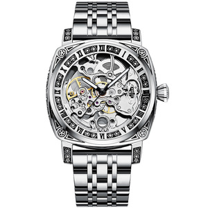 T894 TEVISE Automatic Skeleton Watches Hot Selling Square Men's Watches Hollow Out Mechanical Leather Strap Wristwatches <b>Clock</b> - Product Image 2
