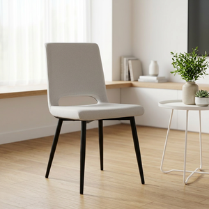 PASCAL Elite Portable Upholstered <b>Dining</b> <b>Chair</b> Ergonomic Cotton Fabric Seat Matte Black Stainless Steel Legs Apartment Villa - Product Image 3