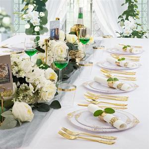 Decoración de la boda Fiestas Events10.25Inch Oro Mesa desechable Cena Oro blanco Platos de lujo de plástico - Product Image 4