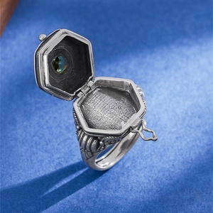 Anillos de Plata de Ley S925 Clásicos BOCAI con Patrón Retro Incrustado con Peridoto, Estilo GaWu-<span class=keywords><strong>Box</strong></span>, Joyería Fina de Moda para Bodas, para Mujeres y Hombres - Product Image 4
