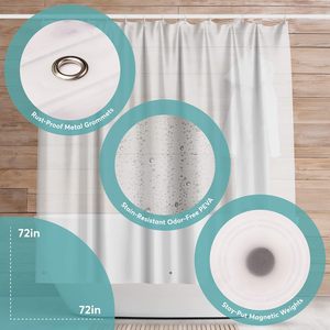 Cortina de Ducha Blanca de PEVA con Logotipo Personalizado CF, Forro de Cortina de Ducha de Plástico Transparente Impermeable Personalizable para Baño - Product Image 3