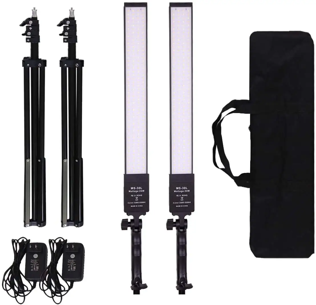 Dimmable Bi-Color LED Video Light with Tripod Stand Bag Photography Lighting Kit for Camera Video Studio YouTube