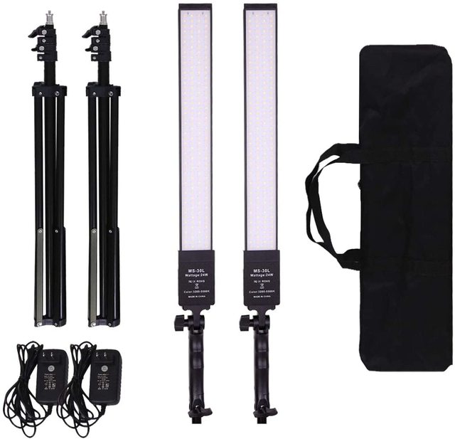 Dimmable Bi- LED Video Lighting Kit Photographic Studio Equipment with Tripod Stand Bag for YouTube Camera Video Production