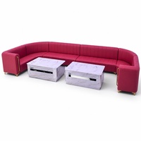 Ensemble de canapés en forme de U pour KTV, table basse en pierre frittée, cuir PU, bois massif, mobilier de bar sur mesure, design moderne