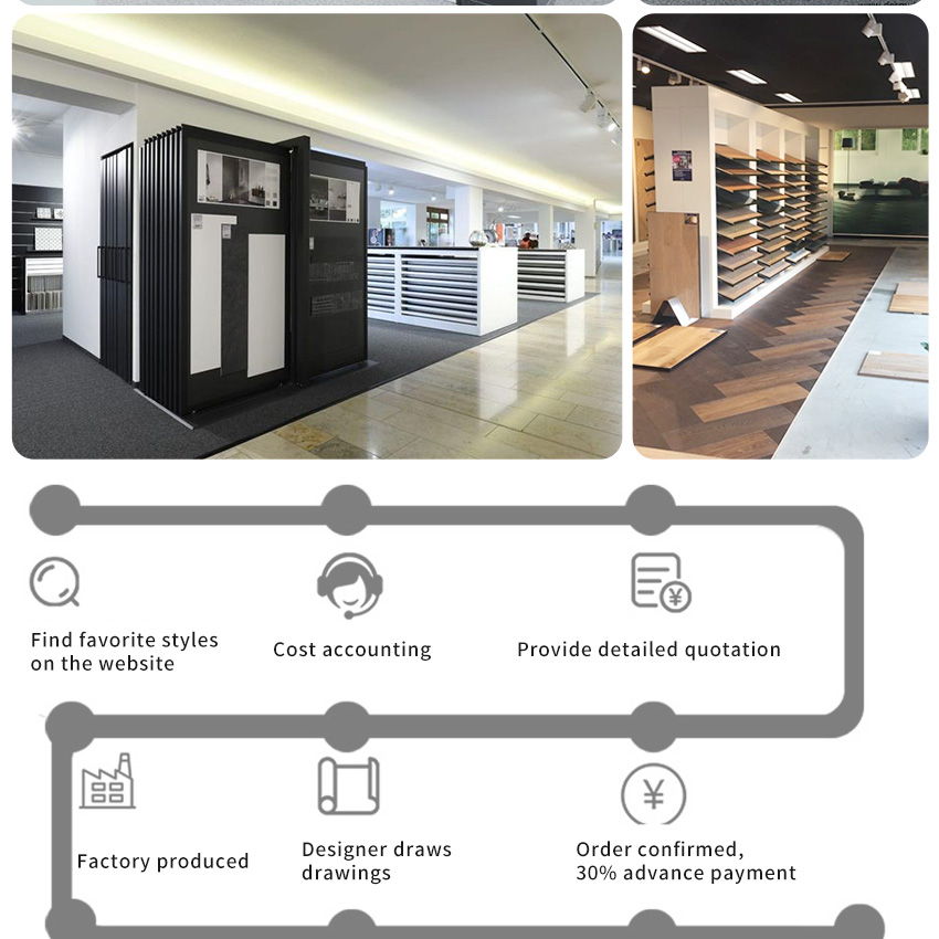 Hot Sale Showroom Hanging Sliding Type Factory Wood Exhibition Marble Sample Push Pull Out Tile Rack Stone Display Stand