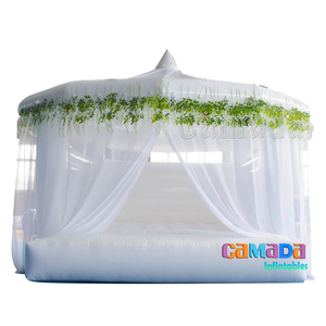 บ้านเด้งสีขาว13x13พร้อมห่วงยางเป่าลมปราสาทกระโดดสำหรับงานแต่งงานและเช่า - Product Image 1