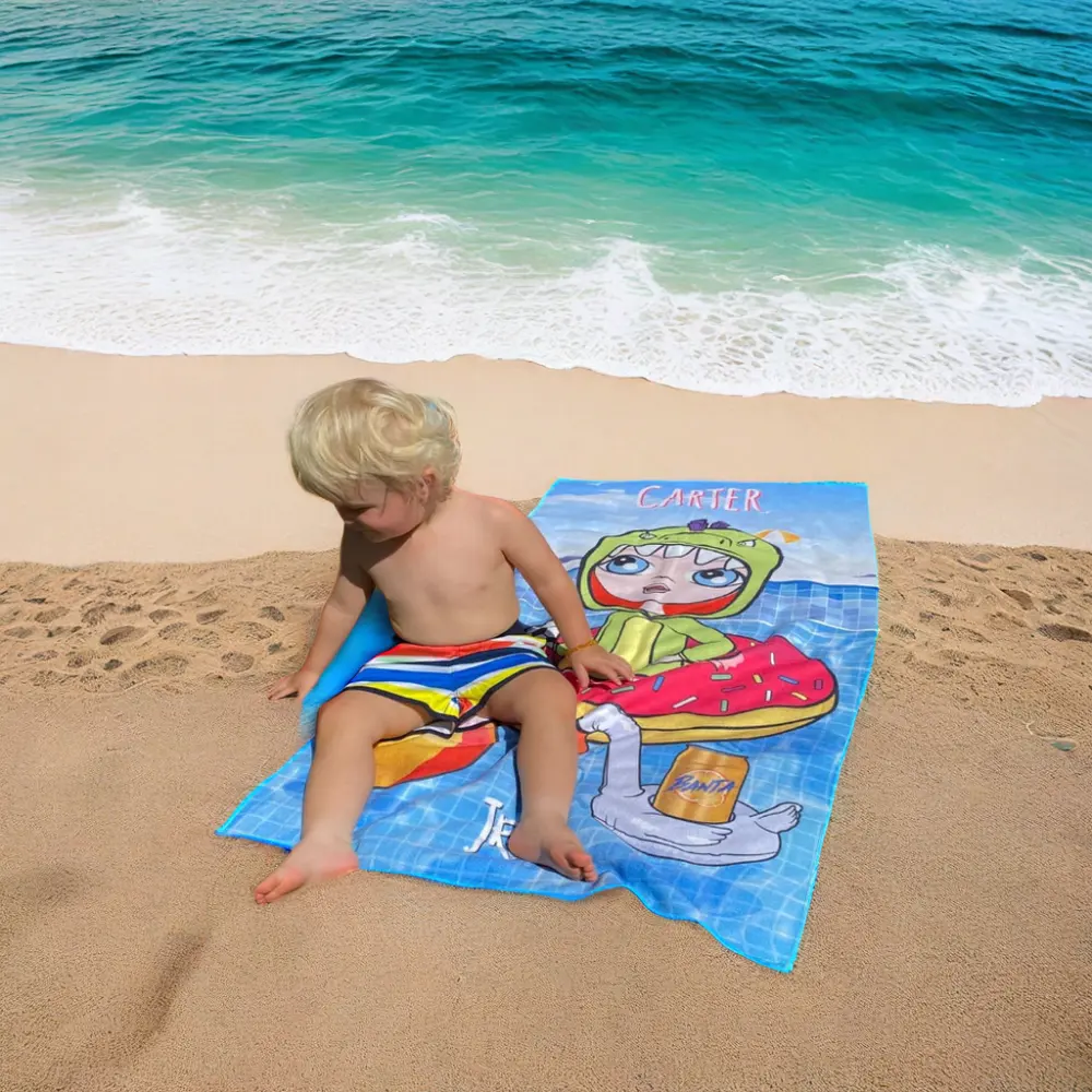 100% coton Logo personnalisé imprimé serviette de plage Rectangle Sports Design pour un usage domestique serviettes de plage