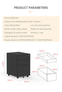Meuble de rangement de fichiers mobile en acier verrouillable personnalisé brun moderne populaire avec 3 tiroirs pour le bureau, l'école, l'atelier - Product Image 2