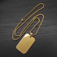 Collier pendentif personnalisé en acier inoxydable, gravé avec nom, logo ou ID, modèle 2026
