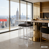 Tabouret de bar moderne en acrylique transparent avec coussin Chaise à hauteur de comptoir de haute qualité pour les bars à la maison et l'utilisation commerciale pour le salon