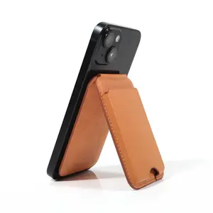 WOWCASE Magnetic Suction Card Holder For iPhone 12 13 14 15 Pro Max For Phone Magnetic Leather Card Bag Clip Phone Case Stand