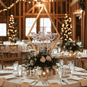 Grande Candelabro in Ferro Dorato con Cristalli Acrilici, <span class=keywords><strong>Portacandele</strong></span> per Matrimoni, Decorazione Floreale per Casa, Supporto Centrotavola - Product Image 5
