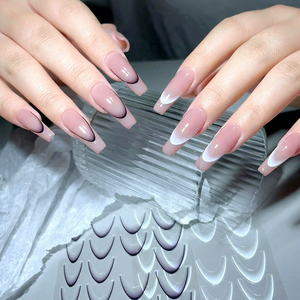 ZHI JIA Nouveaux autocollants pour ongles à dégradé fin à 12 couleurs, autocollants français pour ongles - Product Image 1