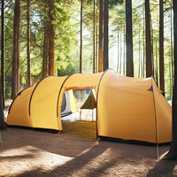 Tente familiale dôme spacieuse 4 personnes, double couche en toile, poteaux en fibre de verre, pour glamping et camping extérieur, tunnel pour enfants, toutes saisons