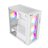 PC durumda M-ATX orta kule temperli cam beyaz renk yatay oyun bilgisayarı vaka