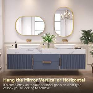 Espejo de Pared Ovalado Moderno Brightify Gold de 20x33 Pulgadas, Espejo de Vanidad con Marco Metálico para Dormitorio y Sala de Estar - Product Image 6